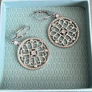 Sterling Silver Leverback Filigree Drop Earrings